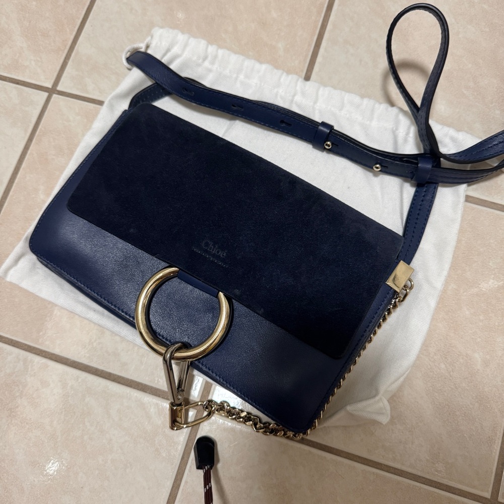 Chloe Navy Blue Leather Shoulder Bag